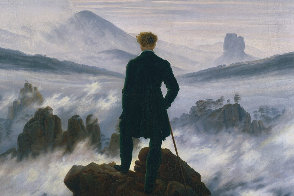 Wanderer above the Sea of Fog, 1818 by Caspar David Friedrich. 